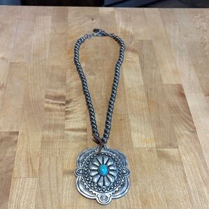 Silver and Turquoise Fashion Pendant Necklace